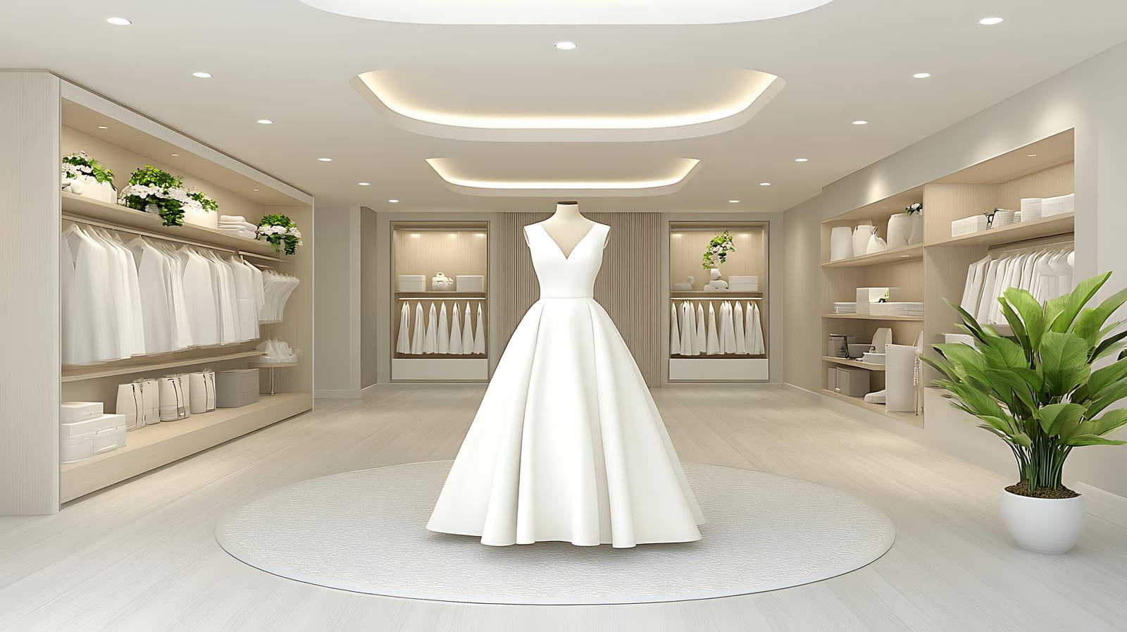 Vestido de entrega mais rápida exposto em manequim de vitrine